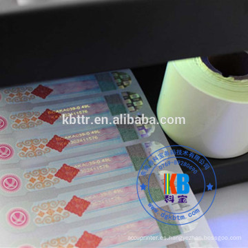 Impresora uv cinta cebra impresora utiliza etiqueta anti-falsificación etiqueta anti-falsificación